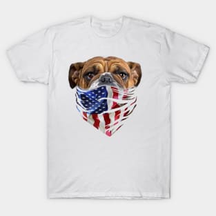 Patriot English Bulldog In Usa America Bandana Dog T-Shirt